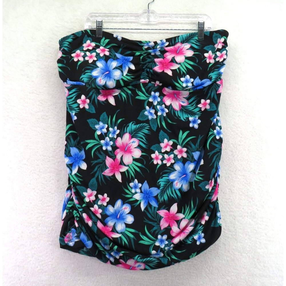 Catalina Swimsuit Size‎ 22W Floral Multicolor Strapless One Piece Tropical Print